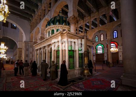 Vedute generali della Moschea di Umayyyad, Damasco, Siria Foto Stock