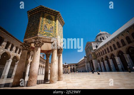 Vedute generali della Moschea di Umayyyad, Damasco, Siria Foto Stock