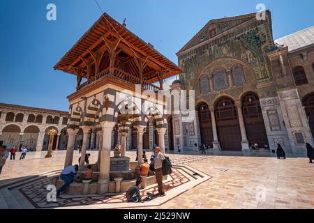 Vedute generali della Moschea di Umayyyad, Damasco, Siria Foto Stock