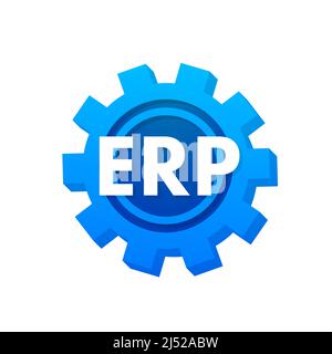 Pianificazione delle risorse aziendali ERP. Produzione industriale. Miglioramento della produttività e dell'azienda. Illustrazione dello stock vettoriale. Illustrazione Vettoriale