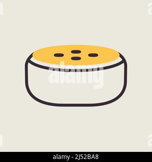 Altoparlante intelligente di piccole dimensioni con icona del vettore di riconoscimento vocale. Simbolo grafico per il design di applicazioni, logo, app e siti Web musicali e audio Illustrazione Vettoriale