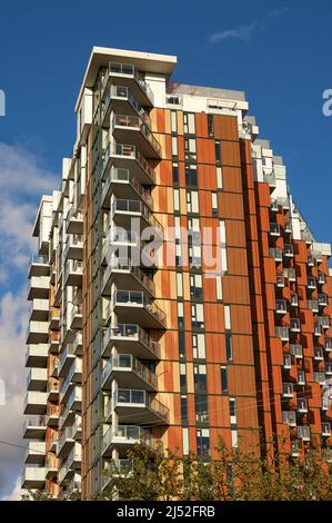 Nuova torre residenziale nel quartiere Mount Pleasant di Vancouver, BC, Canada Foto Stock