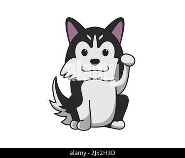 Cute e Sweet Husky cane con gesto di saluto Illustrazione Vector Illustrazione Vettoriale