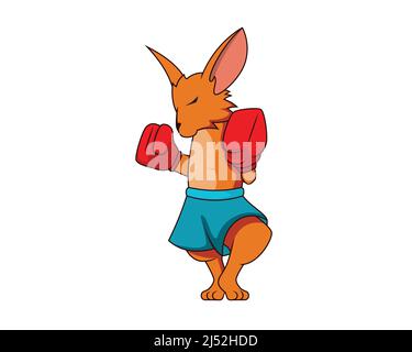 Boxing Kangaroo personaggio con Ready Stance Illustration Vector Illustrazione Vettoriale