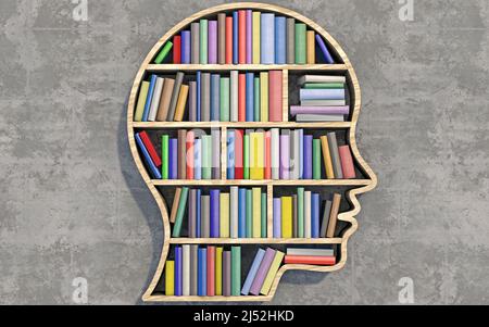 Scaffale in forma di testa - mondo della conoscenza Foto Stock