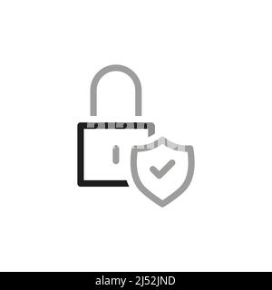 Icone della linea vettoriale relative ai blocchi semplici. Protezione e sicurezza. Illustrazione Vettoriale