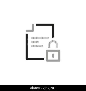 Icone della linea vettoriale relative ai blocchi semplici. Protezione dei documenti. Illustrazione Vettoriale