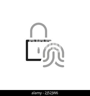 Icone della linea vettoriale relative ai blocchi semplici. Protezione biometrica. Illustrazione Vettoriale