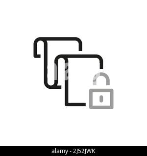Icone della linea vettoriale relative ai blocchi semplici. Protezione dei documenti. Illustrazione Vettoriale