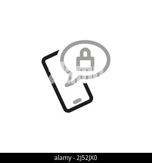 Icone della linea vettoriale relative ai blocchi semplici. Protezione della messaggistica mobile. Illustrazione Vettoriale