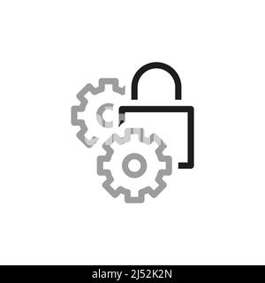 Icone della linea vettoriale relative ai blocchi semplici. Impostazioni di protezione. Illustrazione Vettoriale