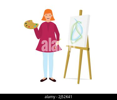 Donna Pittore con disegno Gesture Illustrazione Vector Illustrazione Vettoriale