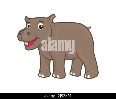 Rhinoceros carino e dolce con vettore di illustrazione di Gesture in piedi Illustrazione Vettoriale