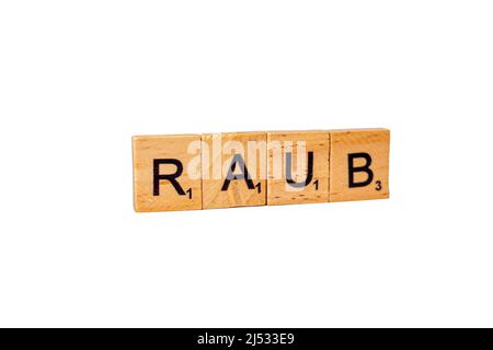 Dices and Letters Bank Raub Baviera Germania Foto Stock