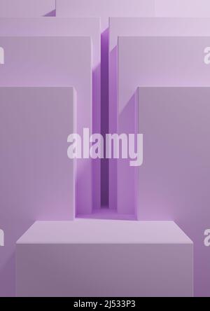 Leggero, pastello, viola lavanda 3D rendering semplice, minimale, sfondo geometrico per podio prodotto, modello display stand per sfondo presentazione Foto Stock