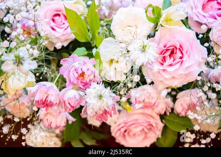 Ho fotografato i fiori esposti a Takasago al ricevimento di nozze. Foto Stock