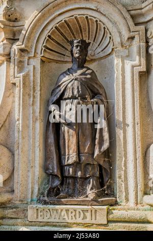 James K. Hackett come Edward II sul 19th secolo Christopher Marlowe Memorial del Marlowe Theatre di Canterbury, Inghilterra. Foto Stock