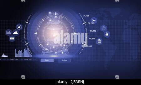Gioco di scacchi dietro gli indicatori della tabella del forex o grafico del mercato azionario in background astratto. Concetto di business per presentare informazioni finanziarie e m digitale Foto Stock