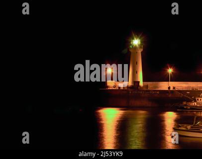 Faro di Donaghadee, Irlanda del Nord. Foto Stock