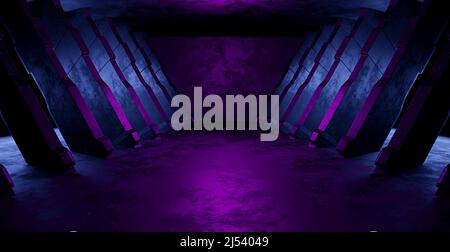 Intelligenza artificiale seminterrato metallico Sala sotterranea oscura turchese oscura oscura illustrativa Banner sfondo sfondo per Showroom Studio Montage Foto Stock