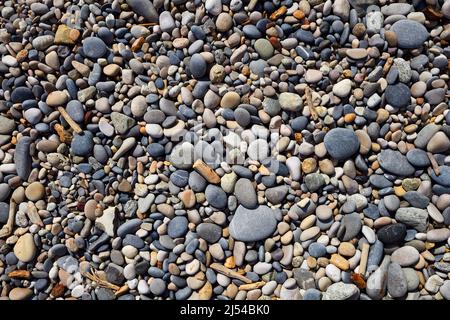 Ciottoli sulla spiaggia, Francia, Alpes-Maritimes, Villeneuve-Loubet Foto Stock