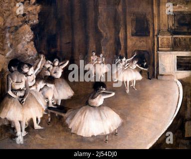 Prove di Ballet sul palco, ripetizione d'un balletto sur la scene, Edgar Degas, 1874, Musee D'Orsay, Parigi, Francia, Europa Foto Stock