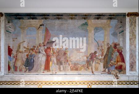 L'accoglienza di Enrico III a Villa Contarini, l'arrivo di Enrico III a Villa Contarini, Giovanni Battista Tiepolo, 1745, Musee Jacquemart- Foto Stock
