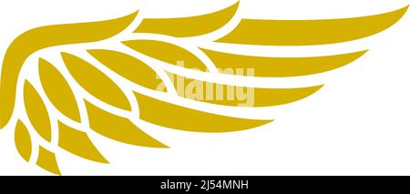 Ala aquila. Piume d'uccello dorate. Cartello Angel Illustrazione Vettoriale