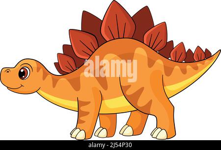 Personaggio dinosauro Cartoon. Icona stegosaurus sorridente carina Illustrazione Vettoriale