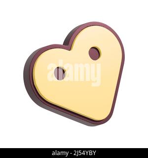 Emotionless cuore smiley viso 3D illustrazione. Cartoon cuore personaggio isolato su sfondo bianco. Foto Stock