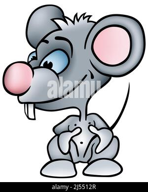 Divertente piccolo mouse grigio Illustrazione Vettoriale
