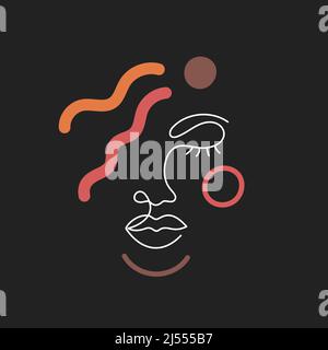 Volto di una donna in stile moderno. Illustrazione Vettoriale