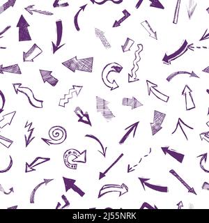 Frecce disegnate a mano. Sfondo senza giunture. Illustrazione vettoriale Illustrazione Vettoriale