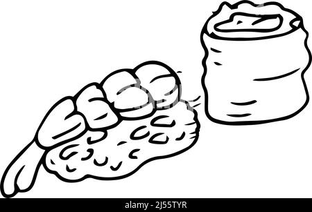 Gamberetti con salsa sottili linee nere su sfondo bianco - illustrazione Vector Illustrazione Vettoriale