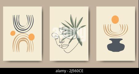 Illustrazioni astratte minimaliste alla moda Illustrazione Vettoriale