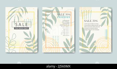 Moda vendite banner floreali con tavolozza di colori pastello Illustrazione Vettoriale