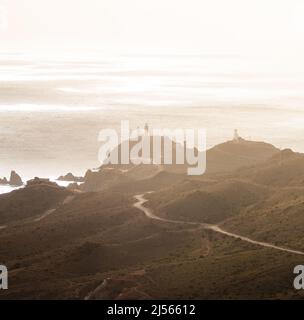 Faro de Cabo de Gata al tramonto Foto Stock