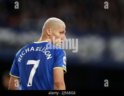 Goodison Park, Liverpool, Regno Unito. 20th Apr 2022. Premier League Football, Everton Versus Leicester; Richarlison of Everton Credit: Action Plus Sports/Alamy Live News Foto Stock