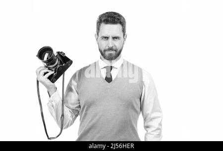 fotografia. lavoro fotografico. scattare foto. fotografo maschile. Foto Stock