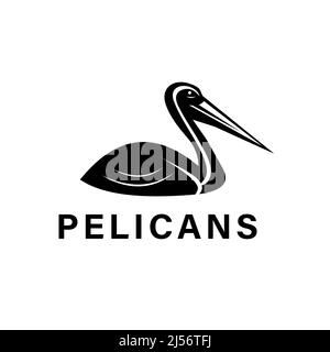 Creative pelican logo design vettore Bay Bird Beach Logo Vector Illustrazione modello icona Illustrazione Vettoriale