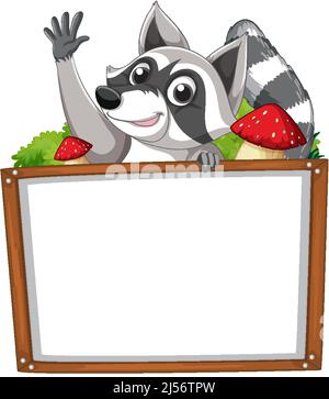 Carino raccoon che tiene vuoto tavola illustrazione Illustrazione Vettoriale