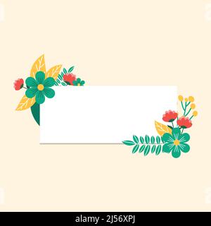 biglietto di auguri floreale con fiori su sfondo giallo Illustrazione Vettoriale