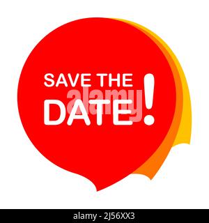 Salva la data etichetta adesiva icona vettore rosso etichetta prezzo offerta sconto per grafica, logo, sito Web, social media, app mobile, illustrazione dell'interfaccia utente Illustrazione Vettoriale