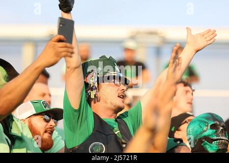 20 aprile 2022: I tifosi dell'Austin FC si acclamano davanti a una partita della U.S. Open Cup tra il San Antonio FC e l'Austin FC il 20 aprile 2022 a San Antonio, Texas. (Credit Image: © Scott Coleman/ZUMA Press Wire) Foto Stock