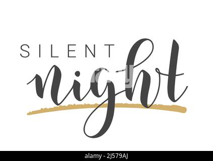 Illustrazione dello stock vettoriale. Scritta a mano di notte silenziosa. Modello per striscioni, cartoline, poster, stampa, adesivi o prodotti Web. Illustrazione Vettoriale