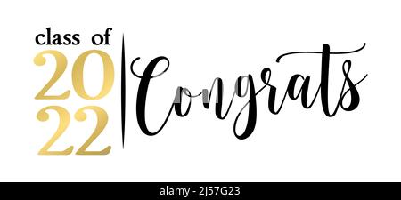 Classe di 2022 Congrats - Tipografia. Testo nero isolato sfondo bianco. Illustrazione vettoriale di una classe graduata di 2022. Elementi grafici per t- Illustrazione Vettoriale