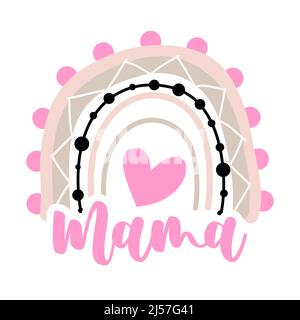 Festa della mamma felice - biglietto d'auguri per la Giornata Internazionale della Donna. Calligraphy frase scritta a mano e fiori disegnati a mano. Illustrazione calligrafia fatta a mano Illustrazione Vettoriale