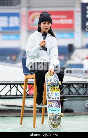 Chiba, Giappone, 21 APRILE 2022, Funa Nakayama (JPN), 21 APRILE 2022 : X Games Chiba 2022 Press Conference allo ZOZO Marine Stadium, Chiba, Giappone. Credit: Naoki Morita/AFLO SPORT/Alamy Live News Foto Stock