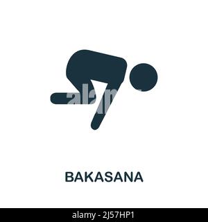Icona Bakasana. Elemento semplice della collezione yoga. Icona Bakasana creativa per web design, modelli, infografiche e altro ancora Illustrazione Vettoriale