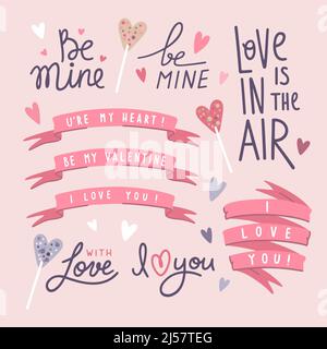 Set di lettere di San Valentino Illustrazione Vettoriale